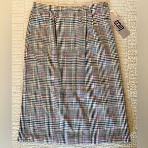 Vintage NWT Lucia Wool Blend‎ Houndstooth Plaid Pleated Pencil Midi Skirt sz 10